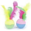 Camon Gioco per Gatti Palline Colorate in Spugna con Piume 6cm
