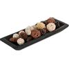 Hanobe Ciotola decorativa in legno: grande centrotavola lungo in legno, decorazione naturale, vassoio decorativo rustico grezzo, centrotavola per sala da pranzo, cucina, frutta, colore nero