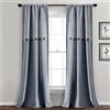 Lush Decor Coppia di tende da finestra in cotone tinto a righe con bottoni in filato, 213 cm di lunghezza x 101,6 cm, blu navy