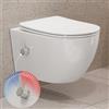 HOROW WC con ugello integrato, WC sospeso senza bordi, WC con funzione bidet, WC con rivestimento nano, doccia con rubinetto, sedile WC con abbassamento automatico, acqua fredda e calda, 53,5 x 36 x