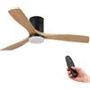 M mimotec- Ventilatore a Soffitto Led Energy 58W Nero, telecomando, motore DC 40W+Luce Led 18W, 6 velocità, Silenzioso,3 Pale in legno naturale, 132 cm, funzione estate-inverno, timer