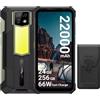Ulefone Armor 24 Telefono Portatile Infrangibile 24 GB+256 GB, 22000 mAh, Batteria 66 W, 1000LM Camping Lampe, Android 13 Smartphone Infrangibile 6.78 FHD+ 120Hz, 64MP+64MP Notturna Vision IP68
