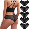 Zueauns Mutandine in Pizzo da Donna Multipack Sexy da Donna Mutandine Bikini Hipster Invisibili Senza Cuciture, Confezione da 5