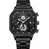 RORIOS Orologio da Uomo Quarzo - Polso Moda Quadrato Multifunzione Cronografo Luminosi Analogico Acciaio Inossidabile Nero C