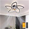 WODA Shang Mao Ventilatore da Soffitto con Luce, 70cm, Dimmerabile LED Plafoniere con Telecomando e APP, 6- Marce Ventola da Soffitto inversione senso di rotazione, Temporizzazione Ventola Silenziosa (Nero)