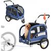 VEVOR Rimorchio Bici per Cani Pieghevole Portata max. 45kg Passeggino per Animali Domestici con Ruote a Sgancio Rapido, Attacco Universale, Carrello per Bici Traino Rimorchio per Animali Nero / Blu