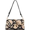 Liu Jo LIU.JO - Borsa a tracolla in pelle sintetica con stampa astratta, catena dorata, chiusura decorativa, beige e nero