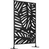 Outsunny Separé Divisorio Decorativo da Esterno con Motivi a Grandi Foglie e 2 Piedini, Paravento da Giardino Alto in Acciaio, per Balcone e Terrazzo, 122x45x198 cm, Nero | Aosom Italy