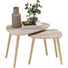 HOMCOM Set di 2 tavolini bassi sovrapposti dal design scandinavo gambe in legno e piani in legno, aspetto naturale