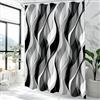 weesire Tenda da doccia bianca e grigia per bagno, tenda da doccia in tessuto moderno astratto a righe minimaliste tende da bagno impermeabili, nero, grigio, bianco, 183 x 183 cm