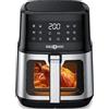 PARIS RHÔNE Friggitrice ad aria calda 5 l XXL con finestra di visualizzazione, Airfryer 8 in 1, lavabile in lavastoviglie con funzionamento one-touch, cestino antiaderente e tblett rimovibile