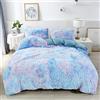 RYNGHIPY Set copripiumino super morbido e soffice in pelliccia sintetica, per ragazze, con copripiumino in velluto di flanella e 2 federe (blu colorato, matrimoniale)