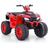 GYMAX Quad ATV Elettrico da 24V, Giocattolo a 4 Ruote con Luci LED, Auto Elettrica per Bambini con Connessione Wireless, Musica, Radio, Velocità Alta/Bassa, per bambini dai 3 agli 8 Anni (Rosso)