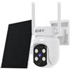 REIGY 4MP Telecamera WIFI Esterno Batteria Senza FIli, 360° Videocamera Sorveglianza con Pannello Solare, Rilevazione di Movimento PIR, Audio a 2 Vie, IP65, Supporto 2,4GHz/5GHz