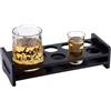 AHANDMAKER Vassoio porta bicchierini da liquore a 7 fori, 6 fori per bicchierini con 1 foro per dispenser di vino, whisky, tequila, bicchieri, espositore, per ristoranti, club, bar, riunioni di