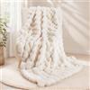 macinso Coperta di finta pelliccia di coniglio super confortevole e spessa a bolle su due lati, coperta morbida e accogliente per divano, sedia, letto, divano, soggiorno, bianco, 127 x 152 cm