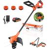 Traumheim Tagliaerba da 20 V con batteria, 30 cm 2 in 1, cavo automatico a batteria, decespugliatore con 3 bobine di filo/1 batteria da 2,0 Ah, batteria da 2,0 Ah, testa trimmer girevole a 90°, per
