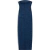 JKXLSLAX Vestito Aderente In Denim Da Donna, Semplice, Senza Spalline, Aderente, A Fascia, Lungo, A Tubino, Estivo, Senza Maniche, con Spacco Posteriore, Gonna In Jeans con Orlo Sfrangiato, Da Festa, Blu Xs