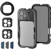 NEEWER 16 Pro Max Cage Rig Video Stabilizzatore Telefono Compatibile con iPhone 16 Pro Max, Adattatori per Filtro 67mm, Backplate per Lenti 17mm/T Mount, Accesso Completo al Controllo Fotocamera,PA074