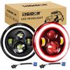 RIGIDON 2x 7 Pollici 50W Fari Led, 5000 LM Faro a Led Bianco + Rosso 4 Modalità Di Illuminazione, Rotonde Luci Fuoristrada Hi/Lo Fascio DRL Anteriore Faro Lampada per Wrangler JK TJ LJ CJ Hummer