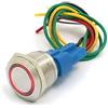 DollaTek 22mm Interruttore momentaneo Interruttore a pulsante 12V DC Angel Eye LED Interruttore Llight rotondo in acciaio inox impermeabile - Rosso