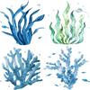 GORGECRAFT 4pz Vetrofanie Alghe Marine 16cm Adesivi per Finestre Estate Adesivi A Tema Oceano Acquerello Animali Marini Decalcomanie Impermeabili Rimovibili per Decorazioni Estive per La Casa Sotto