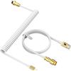 MAMBASNAKE C02 Cavo a Spirale Tastiera, Cavo USB C Spirale per Tastiera Meccanica, Cavo da Type-C a USB-A per Tastiera da Gioco, TPU Coiled Cable USB C con Connettore Aviazione Oro Staccabile-Bianco