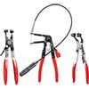Qurxuanwe 3 Pezzi Set Pinza Fascette Metalliche, Pinze Stringitubo Collo Dritto, Pinza Tubi Angolate 22cm, Strumenti Pinze Morsetti Flessibili, Attrezzi Riparazione Auto per Riparazioni & Installazione (Rosso)