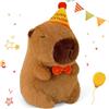 LHOEST Capibara Peluche Compleanno Peluche Cute Capybara peluche con Cappello da Compleanno 25 CM Animale Peluches capibara Gadget Kawaii Capibara Giocattolo Regalo per Ragazzi Ragazze Bambini