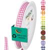 Halbach Seidenbänder Vichy - Nastro rosa a quadri per confezioni regalo, nastro per celebrazioni, 10 mm