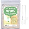 ATNreuro Capsule Vegetali Vuote Taglia 0 (1000 pezzi), con 2 Micro Cucchiai, Vegetariano Trasparente, Compatibile con il Riempimento di Capsule di Dimensioni 0