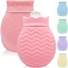 Bymugo Piccola borsa dell'acqua calda da 320 ml con coperchio, mini borracce in silicone con tasca rimovibile per calore, vita, schiena, collo, spalle, sollievo dal dolore, regalo di Natale per bambini,