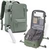 WISEPACK Zaino Ryanair 40x20x25 con Pompa Sottovuoto Zaino da Viaggio Aereo con Sottovuoto Incorporato Bagaglio a Mano 40x20x25 Ryanair Aereo da Uomo Donna Verde militare