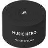Music Hero Mini speaker wireless rotondo da 3 Watt, con laccetto, 2 ore di musica e chiamate, comandi e microfono integrati, Nero