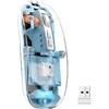 UrChoiceLtd T900 Mouse wireless Bluetooth, mouse cordless sottile multi-dispositivo (doppia modalità: BT 5.1/5.2 + 2.4G), batteria da 400 mAh Mouse USB ottico trasparente da 2400 DPI (blu)