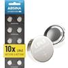ABSINA 10x batterie bottone AG12 LR43 - batterie alcaline 1,5V LR43, a prova di perdite e a lunga durata - LR 43/186 / LR1142 / L1142 / V12GA / GPA76 / RW84 - batteria bottone