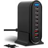 Nastopee 500W Caricatore USB Multiplo, 8 Porte Stazione di Ricarica Veloce Caricabatterie USB C PD PPS 100W Alimentazione Rapido per Laptop Telefono Cellulare