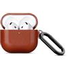 Haobobro [Custom Series] Custodia in pelle per AirPods 4 di quarta generazione - Cover AirPods 4 - Moschettone Incluso, Realizzata a mano in vera pelle - Protezione Full Body : Case Antiurto - Marrone