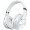 DOQAUS Cuffie Bluetooth Over Ear, [fino a 90 ore] Cuffie senza fili con 3 modalità EQ, HiFi Stereo Pieghevole Cuffie con Microfono per computer e telefoni cellulari-Bianco