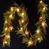 Quntis Ghirlanda Natalizia, Quntis Ghirlande Artificiali 175cm con 20 Lampadine, Pigne, Bacche Rosse, Campanelle Natalizie 8 Modalità di Luce e Timer Ghirlanda di Natale per Decorazioni Natalizie