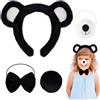 DiiWmme 4PCS Accessori Costume Orso, Set Completo con Orecchie Pelose, Coda, Naso e Papillon, Ideale per Bambini e Adulti, Cosplay, Carnevale, Feste a Tema (Nero)