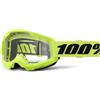 100% Occhiali da motocross per bambini 100% STRATA 2 giallo neon plexi trasparente,