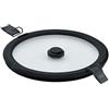RÖSLE Coperchio sottovuoto FLEXX 2GO 0,8 L rotondo con clip, vetro di sicurezza con bordo in silicone e valvola a vuoto, antiaroma, trasparente/nero