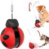 KONOATOR Dispenser interattivo per gatti, mangiatoia a puzzle oscillante con bacchetta teaser a molla, dispenser di cibo lento (adorabile design a coccinella)