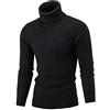 KINKOCCL Maglione da uomo in cotone caldo e spesso, vestibilità regolare, con collo alto e collo alto, 0A, nero, XL