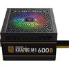 GAMDIAS KRATOS M1-600B(EU) Alimentatore PC Gaming ATX ARGB Non Modulare PSU - Certificazione 80 PLUS Bronze - Ventola PWM silenziosa 120 mm - 30 effetti luminosi con Sync MB - Cavo piatto - Nero