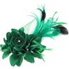 PATIKIL Fermacapelli Floreale, 1 Pcs Elegante Spilla Per Cappello Con Fiore E Piuma Seta Matrimonio Festa Ballo Banchetto Accessori Camelia Abito Da Signora, Verde Con Piume Nere