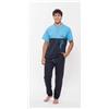 Gary Pigiama uomo mezza manica pantalone lungo Jersey serafino Gary puro cotone R60076