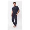 Gary Pigiama uomo mezza manica pantalone lungo Jersey serafino Gary puro cotone R60033