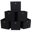 SONGMICS RFB02H-3 - Scatola portaoggetti Pieghevole con Foro per Dita, in Tessuto, 6 Pezzi, 30 x 30 x 30 cm, Colore: Nero